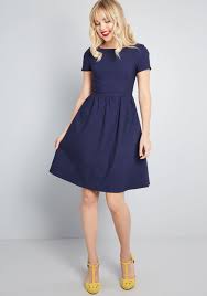 Outfit Foundation Short Sleeve Dress Blue Dress Outfits Navy Dress Outfits Mod Cloth Dresses
