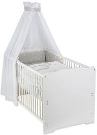 Entdecke hier auch unsere babybetten und noch mehr babytextilien. Julius Zollner Komplettbett Weiss Sternenregen Grau Weiss 7 Tlg Inkl Babybett Matratze Lattenrost Himmelstange Mit Himmel Nestchen Und Bettwasche Made In Europe Online Kaufen Otto