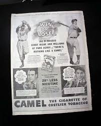 In exotic countries you can ride a camel or an elephant, enjoy modern cities or picturesque little villages, admire ancient temples and what not. Joe Dimaggio Camel Cigarettes Ad New York Yankees World Series 1941 Zeitung Ebay