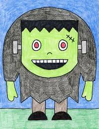 Easy Frankenstein Drawing Art Projects For Kids Cute Halloween Drawings Halloween Art Projects Pumpkin Art Project