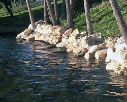 Image of Rock seawall construction