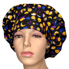 Scrub Cap Anesthesia Sleep Emojis On Black Cotton-ScrubHeads-Bouffant Scrub  Hat-CRNA-Anesthesiologist-Sedation-General Anesthesia-Propofol