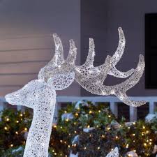 Outdoor christmas decorations from kirkland's offer you a great opportunity for spreading the christmas cheer outside your home! Home Accents Holiday 3 Piece Fantasleigh Outdoor Christmas Deer Family With Led Cool White Lights Ty594 2014 The Home Depot