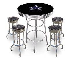 Amazon Com 5 Piece Dallas Cowboys Logo Chrome Finish Black Pub Table W 4 Bar S 1000 Dallas Cowboys Decor Cowboys Bar Dallas Cowboys Room