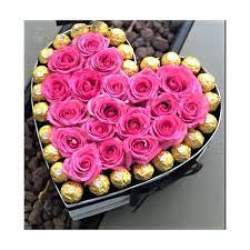 Cavite flowers and chocolate gift shop. Valentine Gift Pink Roses Flowers With Chocolate In Heart In Box Giftpattaya Com