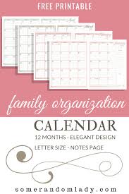 Free Printable Family Organization Calendar Large Two Page Monthly Spreads Click Through For Calendar Organization Family Organizer Free Printable Calendar