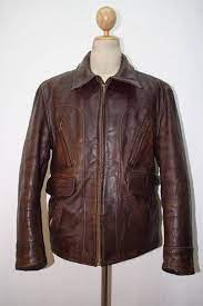 Vtg 40s Brown Horsehide Leather Half Belt Motorcycle Sports Jacket Large Leather Leather Jackets For Sale Vintage Leather Jacket