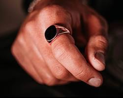 Image of Black Onyx and Rose Gold Ring for men