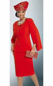 Donna Vinci 11795 Red Rhinestone Embellished Cape Sleeve Jacket Skirt Suit