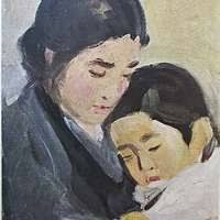 Julius paulsen mother and child in the bedroom