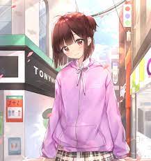 Short haired girls are cute and oh so fun. Download 1500x1600 Anime Girl Sweater Cute Street Short Hair Wallpapers Wallpapermaiden