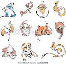 Il periodo preistorico si prolunga per circa un milione di anni (approssimativamente dal 650.000 a.c. Stilizzato Animali Miscellaneo Set Colorare Miscellaneo Icons Animals Stilizzato Vettore Animale Canstock