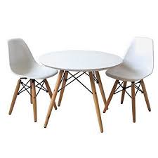 Buschman Kids Modern Table And Chairs Set Mid Century Dining Table With 2 White Armless Chairs Walmart Com Kids Table And Chairs Modern Table And Chairs Round Table And Chairs