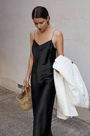 Black Dress Black Slip Dress Fashion Slip Dress Outfit