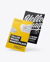 Two A4 Papers Mockup In Stationery Mockups On Yellow Images Object Mockups