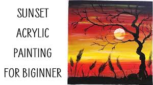 Simple orange blue acrylic sunset painting for beginners step by step on canvas.there is like a space of almost two inches of the canvas at the bottom that. Sunset Acrylic Painting Easy Acrylic Painting For Beginners Step By Step 5 Social Useful Stuff Handy Tips