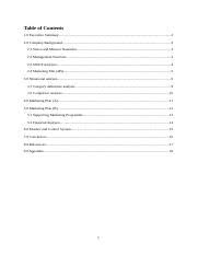 We did not find results for: Pm Combine Docx Table Of Contents 1 0 Executive Summary 2 2 0 Company Background 3 2 1 Vision And Mission Statement 3 2 2 Management Structure 3 2 3 Course Hero