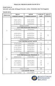 Kuala lumpur, labuan & putrajaya. Takwim Persekolahan 2016 Kalendar Pendidikan Memoir Of Insani