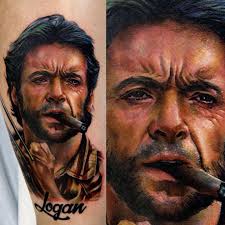 Hugh Jackman Color Portrait Tattoo