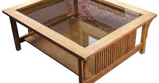 Stickley Mission Style Oak Coffee Table With Glass Top Coffee Table Oak Coffee Table Glass Top Coffee Table