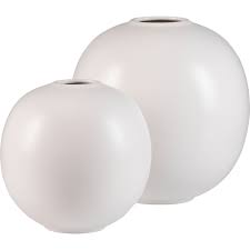 Vase Boule En Ceramique Blanc Ventoux D25xh27cm Bala Vase Vase Boule Ceramiques Blanches Vase En Ceramique