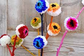 Anjie, craft, craft ideas, fabric pom poms, guest post, how to, pom pom emporium, pom pom flowers, red ted art, redtedart, wedding flowers. How To Make Rainbow Diy Pom Pom Flowers Decoration Pillar Box Blue