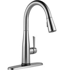 Brand new faucet only damage is the box. Reviews For Delta Essa Touch2o Technology Single Handle Pull Down Sprayer Kitchen Faucet With Magnatite Docking In Arctic Stainless 9113t Ar Dst The Home Depot
