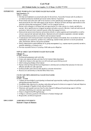 Car Sales Manager Resume Samples Velvet Jobs