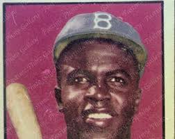 Print of a 1952 Topps Jackie Robinson Baseball Card.