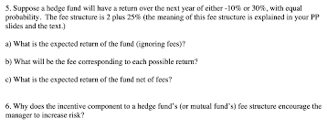 Hedge funds and mutual funds seem to confuse investors. Solved 5 Suppose A Hedge Fund Will Have A Return Over Th Chegg Com