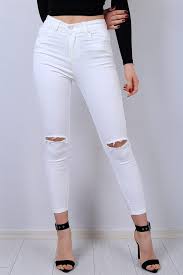 39 95 Tl Beyaz Diz Yirtik Likrali Kot Pantolon 13450b Modamizbir Pantolon Outfit Jeans Kotlar
