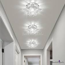 Flush mount lights for hallway. Modernism Lotus Flush Mount Hand Cut Crystal Led Hallway Ceiling Lighting In Chrome Warm White Light Beautifulhalo Com