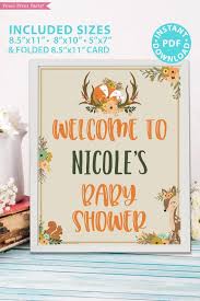 Woodland Baby Shower Welcome Sign Printable Press Print Party