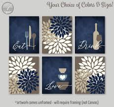 Kitchen Wall Art Print Set Eat Drink Love Flower Bursts Etsy Art Print Set Kitchen Wall Art Kitchen Decor Wall Art