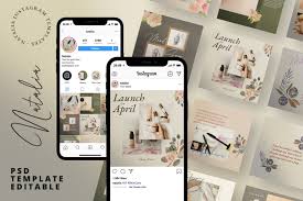 Instant mockup generator + 237 mockups. Natalia Instagram Template In Social Media Templates On Yellow Images Creative Store