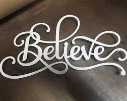 Believe Sign Word Art Metal Wall Art Metal Decor Contemporary Metal Wall Art Large Metal Wall Art 3d Wall Sculpture Silver Wall Decor Word Art Sign Modern Metal Wall Art Word