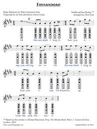 The Song Shenandoah Tablature For 6 Hole Pentatonic Naf From Flutopedia Native American Flute Music Native American Flute Flute Sheet Music