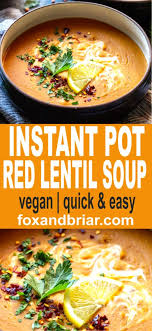 Instant Pot Vegan Red Lentil Soup Recipe Red Lentil Soup Red Lentil Soup Recipe Soup Recipes