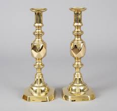 This is an antique pair of brass candlesticks. Antique Pair Victorian Brass King Of Diamonds Candlesticks