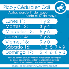 Domingo, 27 de diciembre de 2020. Enterate Cali On Twitter Asi Continuara El Pico Y Cedula En Cali Para La Semana Que Inicia El 11 De Mayo Hasta El 17 De Mayo No Hay Modificaciones Quedateencasa Https T Co A0rn4jnps7