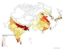 South Asia And East Asia Population Density People Km 2 Map Wallpaper Traveling By Yourself Travel Art