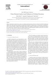 There are four elementary schools, one. Pdf Finite Element Analysis And Validation Of Cellular Structures