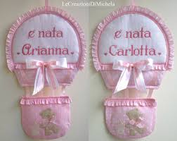 Fiocchi Mongolfiera Personalizzate Per Arianna E Carlotta Mongolfiera Punto Croce Ghirlanda Fatta All Uncinetto