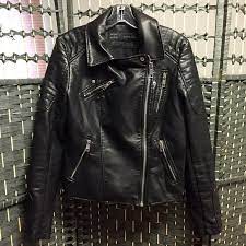 Zara Basic Faux Leather Moto Biker Jacket Size Xl Moto Biker Jacket Zara Basic Biker Jacket