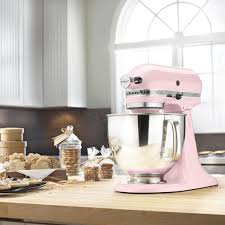 A pink hand mixer is a practical 6 speeds solution, while pink stand mixer leaves your hands free. Kitchenaid Artisan 5 Qt 10 Speed Pink Stand Mixer With Flat Beater 6 Wire Whip And Dough Hook Attachments Ksm150pspk The Home Depot