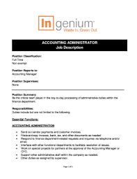 Distinguishing characteristics it is distinguished from the accounting assistant senior classification in that incumbents typically are supervised closely and are not required to independently. Fillable Online Assistant Accountant Job Description Examplesindeed Com Fax Email Print Pdffiller