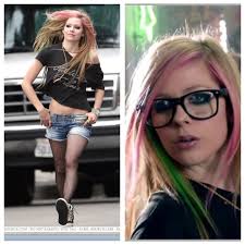 Avril lavigne, kinda like this, especially the glasses, minus the exposed  stomach