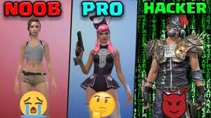 Além do elite pass skins regular, a garena também lança pacotes de trajes especiais dependendo das temporadas ou festivais globais. Noob Vs Pro Vs Hacker Free Fire Kurko Youtube