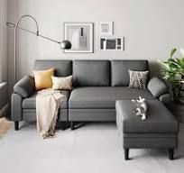 LINSY HOME 82" Reversible Sectional Sofa Couch, 3 Seater L -Shaped Sofa  with Movable Ottoman for Living Room, Dark Gray