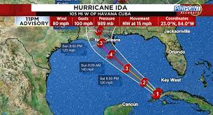 Ida is still expected to be a major hurricane (winds at least 111 mph) before making landfall. Dzsxxwijk9w Km